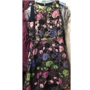 Tahari by ASL Petite Metallic Dress with Flowers